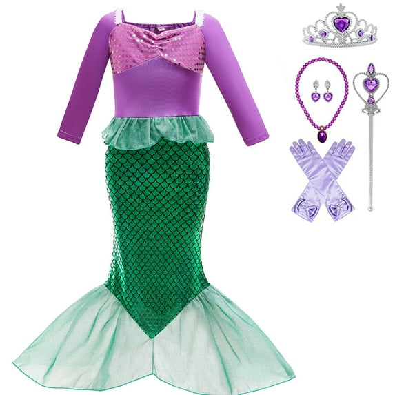 Girls Princess Mermaid Costume Cosplay Party Dress