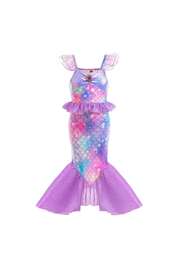 Girls Princess Mermaid Costume Cosplay Party Dress