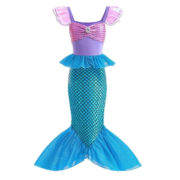 Girls Princess Mermaid Costume Halloween Cosplay Party Dress