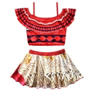 KAWELL Girls Swimsuit Ocean Princess Tankini Bathing Suit, Size 2T, Red (Girl's)