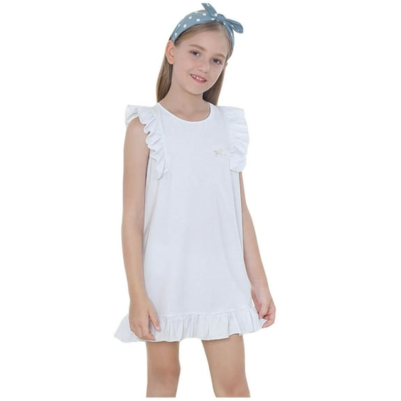 Girls Princess Nightgown Kids Nightdress Toddler Pajamas Girls Sleepwear Short Sleeves Sleep Shirt Nightie Gift
