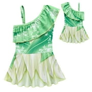 Girls Princess One Piece Bathing Suit, Adjustable One-Shoulder Sling Swimsuits for 2-8Years