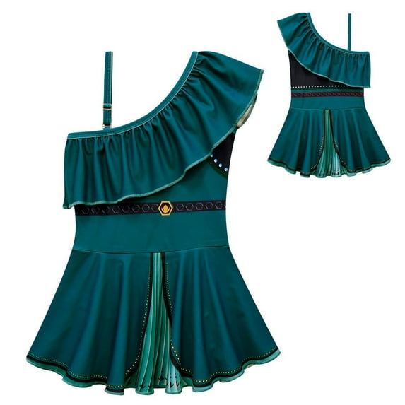 Girls Princess One Piece Bathing Suit, Adjustable One-Shoulder Sling Swimsuits