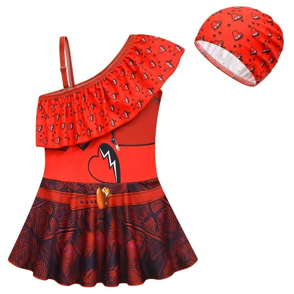 Girls Princess One Piece Ruffle Swimsuit Kids Bikini Set Swimwear Dress