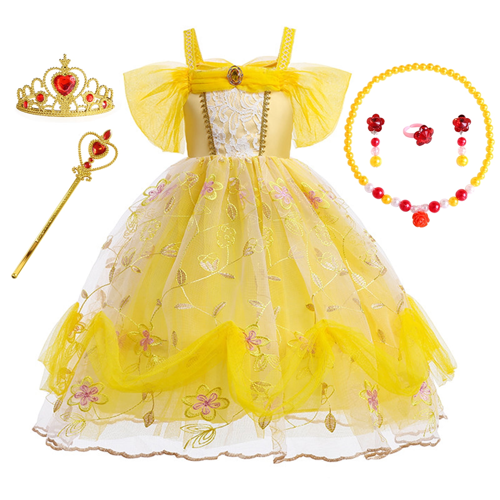 Girls Princess Party yellow Dress Little Girls Cosplay Costume with