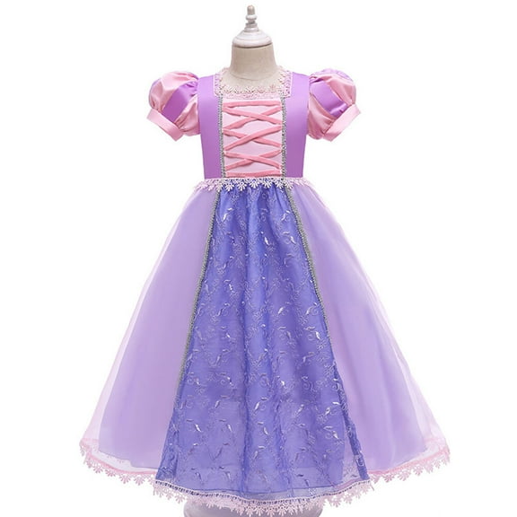 Girls Princess Costume Female Puff Sleeve Fancy Dress up Size for Little Girls 3-9Y