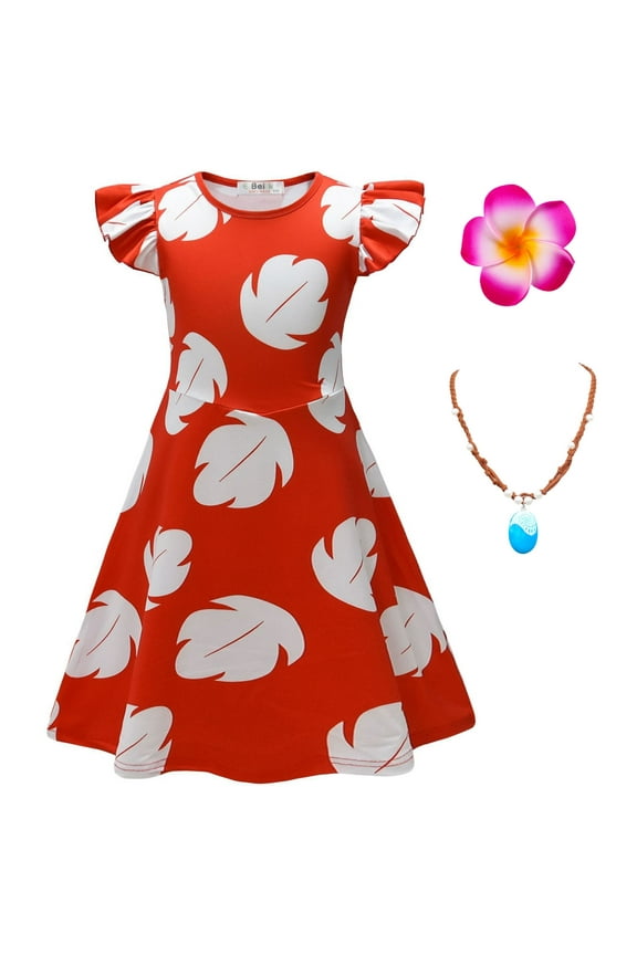 Girls Princess Red Leaf Dress,Birthday Outfit Party Cosplay Costume