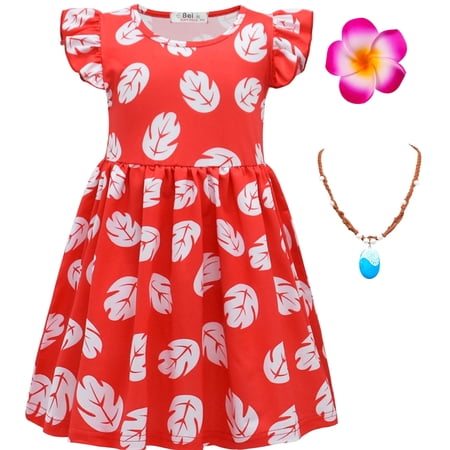 Girls Princess Red Leaf Dress,Birthday Outfit Party Cosplay Costume