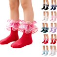 thumbnail image 1 of Girls Princess Ruffle Lace Ankle Socks, Cute Organza Frilly Trim Short Socks, Kids Ballet Dance Dress Socks, Soft Breathable Cotton Fashion Party Costume Socks for Girls Hot Pink XS, 1 of 7