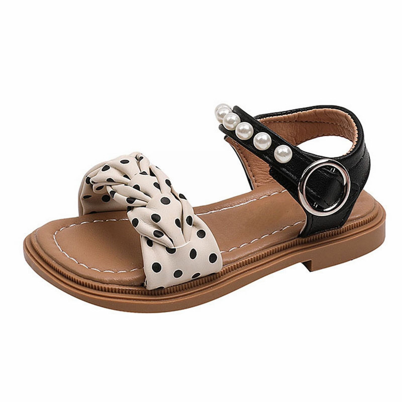 Girls' Princess Sandals Summer Girls' Beach Shoes 16 Years Old 3 Summer Soft Sole Non Walking Shoes Black 3 Years-3.5 Years