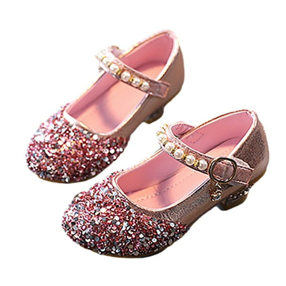 Girls Princess Shoes High Heeled Shinning Shoes Party Festival Wedding Flower Children Dance Shoes