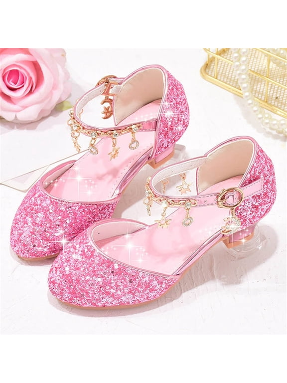 Girls Princess Shoes Sequin Party Shoe Girls' Mary Jane Shoes Bling Sandals Little Girl Sparkle Wedding Dress Up Shoe Cosplay Dance Shoes for Party Birthday Pink 10 M