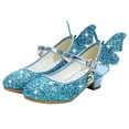 thumbnail image 1 of Girls Princess Shoes Sequin Sweet Bow High Heels Wedding Party Dress Shoes Dance Bright Diamond Christmas Day Shoes, 1 of 5
