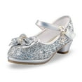 thumbnail image 1 of Girls Princess Shoes Sequin Sweet Bow High Heels Wedding Party Dress Shoes Dance Bright Diamond Christmas Day Shoes, 1 of 5