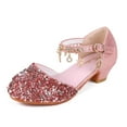 thumbnail image 1 of Girls Princess Shoes Sequin Sweet Bow High Heels Wedding Party Dress Shoes Dance Bright Diamond Christmas Day Shoes, 1 of 5