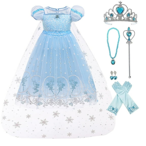 Girls Princess Snow Queen Dress Up Halloween Birthday Fancy Party Costumes