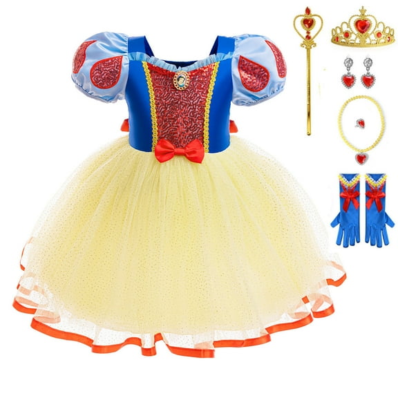 Girls Princess Snow White Costume Halloween Christmas Party Cosplay Outfits 3-8Y