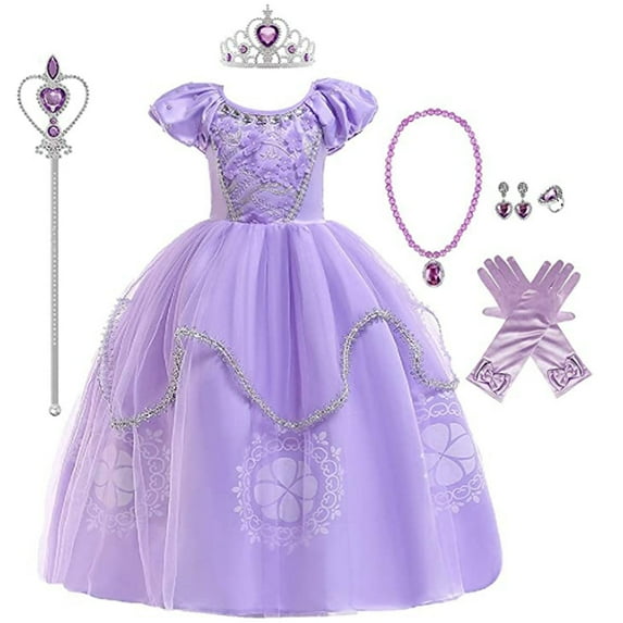 Girls Princess Sofia Fancy Dress Halloween Christmas Birthday Party Costume With Accessories