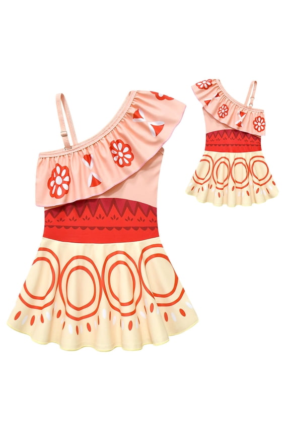 Girls Princess Swimsuit Bathing Suit Adventure Outfit Swimwear One Piece, Size for 4-5