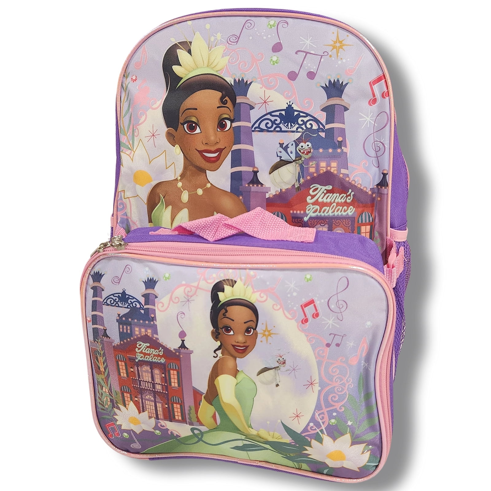 Girls Princess Tiana Full Size 16 Inch Backpack with Detachable Lunch Box