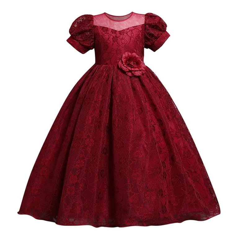 Girls Princess Red Flower Embroidery Tutu Dress Girls Princess Red Flower Embroidery Tutu Dress