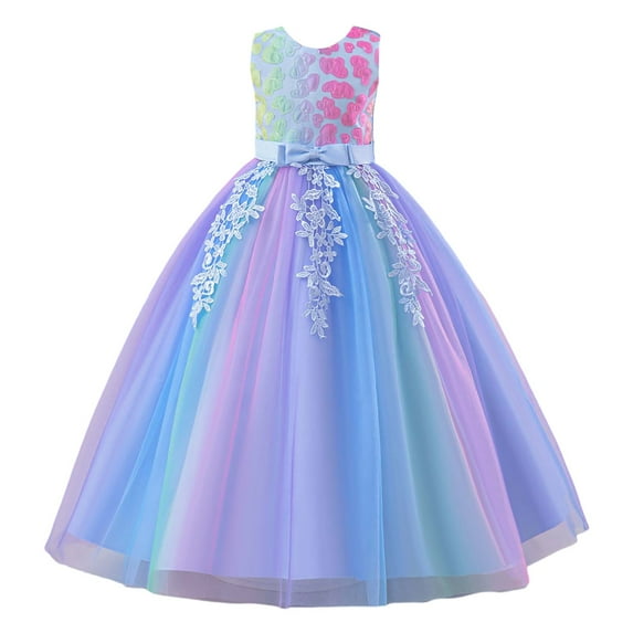 Girls Princess Tutu Dress With Rainbow Flower Girl Birthday Tutu Dress For Stage Performance Party Cozy Dailywear 9-10 Years