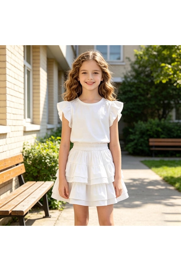 Girls Princess Tutu Skirt, Layered Tulle Fluffy Cake Skirt with Elastic Waist for Kids 4-15 Years