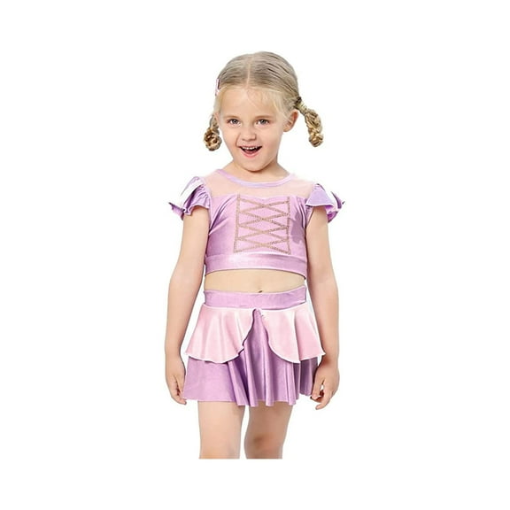 Girls Princess Two Piece Swimsuit Ice Queen Ruffle Bathing Bikini Suit