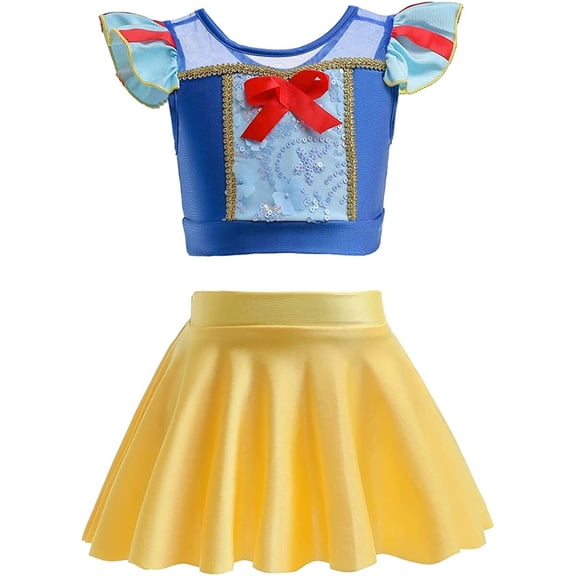 Girls Princess Two Piece Swimsuit Set Ruffle Bathing Bikini Suit Role Play Swimwear