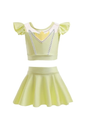 Girls Princess Two Piece Swimsuit Set Ruffle Bathing Bikini Suit Role Play Swimwear