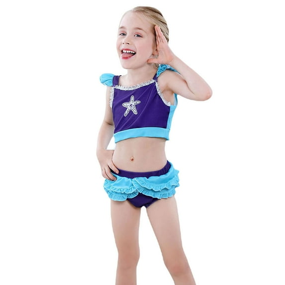 Girls Princess Two Piece Swimsuit Toddler Bikini Set Ruffle Bathing Suit SwimWear