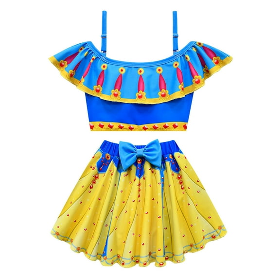 Girls Princess Two-Piece Tankini Swimsuits Ruffles Beach Swimming Swimwear Bikini Set