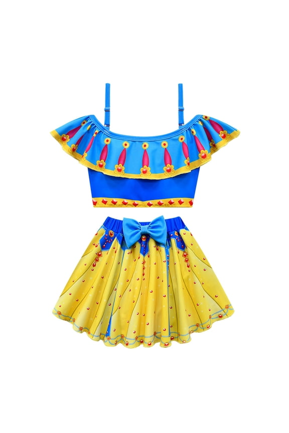 Girls Princess Two-Piece Tankini Swimsuits Ruffles Beach Swimming Swimwear Bikini Set