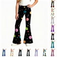 thumbnail image 1 of Girls Print Flare Leggings Kids Elastic High Waisted Cute Bell Bottoms Yoga Pants for Gym 5-6 Years, 1 of 5