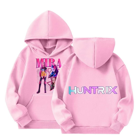 Girls Print Hooded Sweatshirt Autumn Winter Warm Cozy Pullover Casual Long Sleeve Outerwear Soft Comfort Fit Daily Wear For Teen Pink,120