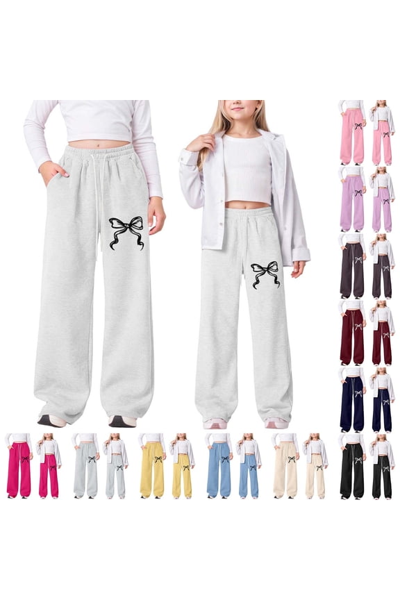 Girls Printed Athletic Pants Soft Casual Joggers with Elastic Waistband For Play and Everyday Wear