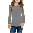 thumbnail image 1 of Girls' Printed Crewneck Blouse , Long Sleeve Dressy Casual Top For School/Outdoor ,Candy Color, Gray 11 Years, 1 of 7