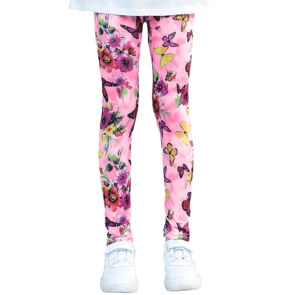 Girls Printed Full-Length Pink Butterfly Graphic Active Legging, Sizes 1-9Y
