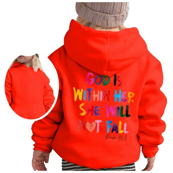 Girls' Printed Hooded Sweatshirt Long Sleeve Round Neck Casual Pullover Top for Kids Girls and Toddlers' Pullover Hoodie Sweatshirt