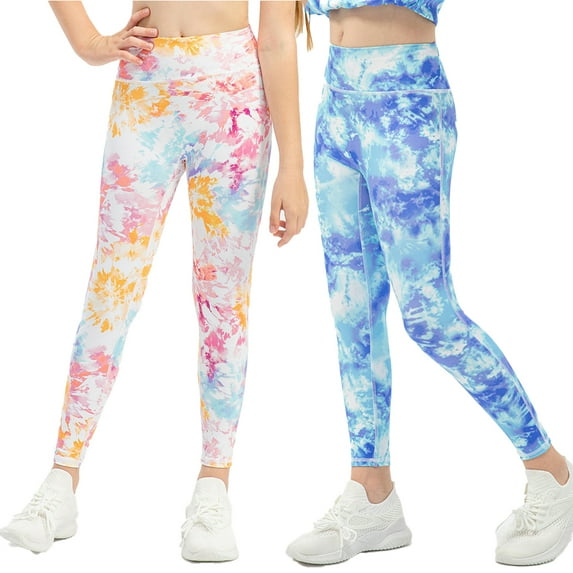 Girls Printed Leggings Soft Yoga Pants Dance Studio Gym Running Pants for Kids 5-12Y