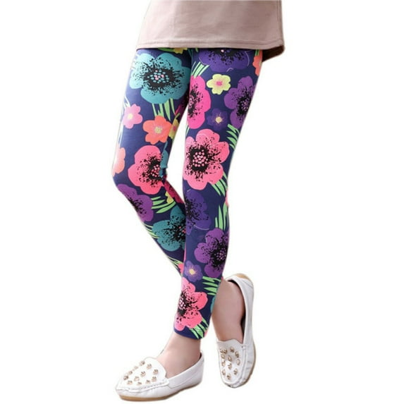 Girls Printed Leggings Soft and Comfortable,Ankle Length Leggings for Kids in 2-14 Years Old