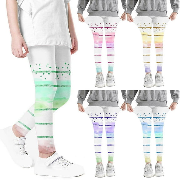 Girls Printed Leggings Tie Dye Striped Colorful Elastic Waist Ankle Length Pants for Kids Soft Lightweight Tight Yoga Pants 2025 Fall Fashion Legging