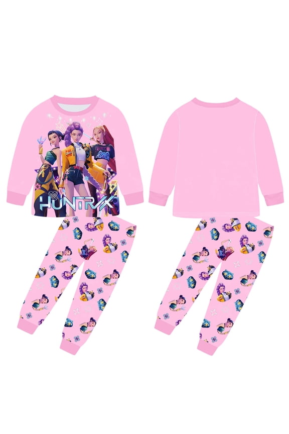 Girls Printed Long Sleeve & Pants 2-Piece Outfit Set,Warm Casual Wear For Everyday Activities,Matching Loungewear Comfy Playwear Soft Fabric Coordinated Set