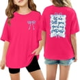 thumbnail image 1 of Girls Printed Short Sleeve T-Shirt, Cotton Crewneck Casual Summer Top for Kids & Youth, 1 of 4