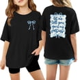 thumbnail image 1 of Girls Printed Short Sleeve T-Shirt, Cotton Crewneck Casual Summer Top for Kids & Youth, 1 of 3