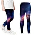 thumbnail image 1 of Girls Prints Leggings Elastic High Waisted Yoga Pants Dance Active Slim Tights Ankle Length Regular Sweatpants Chirldren Clothes Dark Blue 8-10 Years, 1 of 4