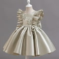 thumbnail image 1 of Girls Prom Dresses 9M-6Y Toddlers Kids Cute Ruffle Sleeveless Crewneck Solid Color A-Line Semi-Formal Flower Girl Evening Party Dress, 1 of 7