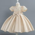 thumbnail image 1 of Girls Prom Dresses Formal A-Line Size 2-10 Toddlers Kids Elegant Sequins Short Sleeve Bowknot High Waisted Solid Performance Party Dress, 1 of 7