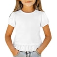 thumbnail image 1 of Girls Puff Short Sleeve T Shirts Kids Summer Casual Clothes Ruffl𝐞 𝐇em Base Layer Tops Teen Crewneck Loose Fit Workout Tee, 1 of 4
