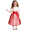 thumbnail image 1 of Girls Puff Sleeve Tulle Dresses Cute Heart Print Collared A-Line Puffy Holiday Party Dress Red 2 Years-3 Years, 1 of 7
